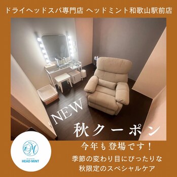 今回のクーポンは、ドライヘッドスパ各コースに
「薬用炭酸ケア」と「スキャルプトナー」がセットになった、秋限定の特別クーポンです!